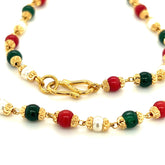 22k Gold Pearl and Faux Coral Beaded Necklace